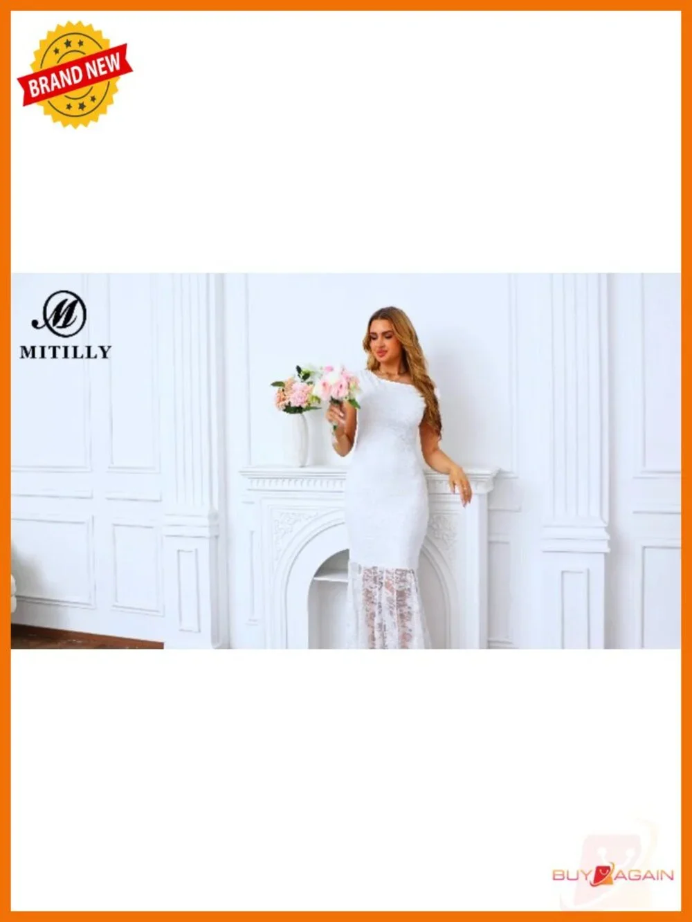 MITILLY Off Shoulder Formal Wedding Guest Maxi Dress Bodycon Lace